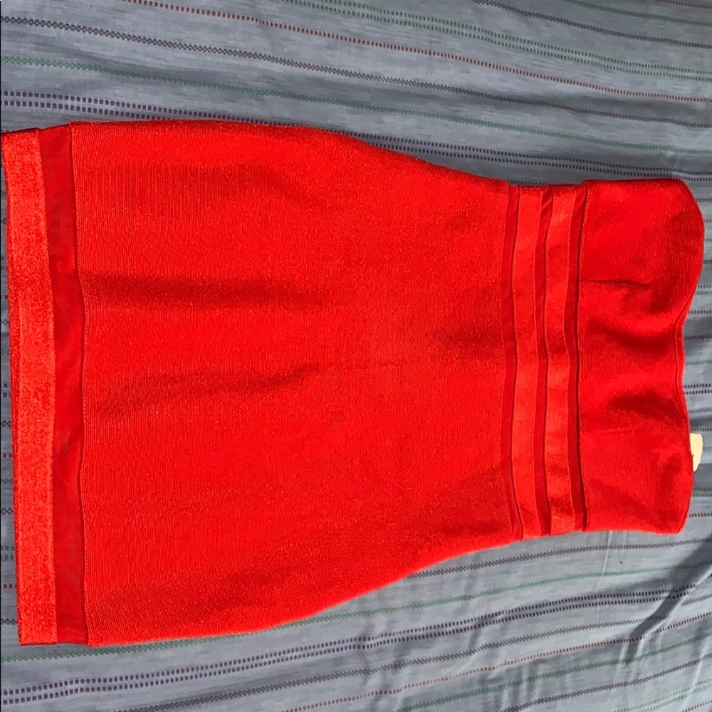 Beautiful red bondage dress with sheer inserts